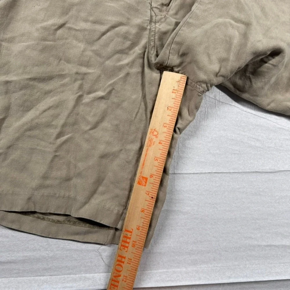 Tommy Bahama Shorts Mens 36 Linen Silk Blend Khaki Flat Front Tan Beachy 10
